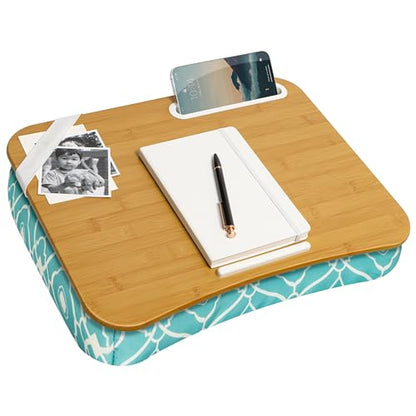 LAPGEAR Designer Lap Desk – Aqua Trellis, 2-Pack with Storage Basket - color: Aqua Trellis, size: 2-Pack + Basket