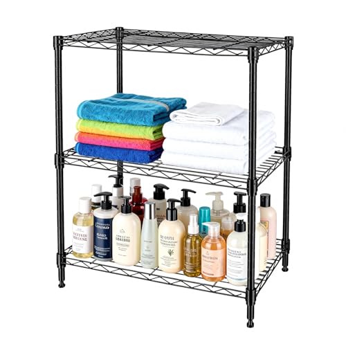 3 Tier Heavy Duty Metal Wire Rack 23.15x13.11x29.92 Inch | Height Adjustable Wire Shelf Structure,High Load Bearing Metal Bracket,Ideal for Kitchen Food Storage and Garage - size: 3 Tier