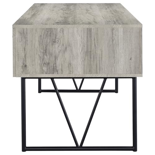 Coaster Home Furnishings Analiese Rustic 63-Inch 4-Drawer Home Office Computer Writing Desk Study Table with Storage Engineered Eco-Friendly Wood Look Laminate Sturdy Steel Grey Driftwood 801999 - color: Grey