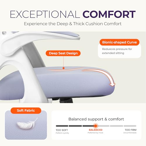 NEO CHAIR Office Desk Gaming Ergonomic Computer Chair with Lumbar Back Support Adjustable Height Swivel Rolling Wheels Flip-up Arms Mesh Chair for Home Vanity (Purple) - color: Purple