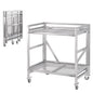 2 Shelf Rolling Cart with Wheels, 660lbs Capacity Collapsible Steel Rolling Utility Cart, Heavy-Duty Foldable Hand Truck, Metal Storage Carts with Handle for Groceries, Warehouse (36" Lx26 W) - color: Net 660lbs Capacity