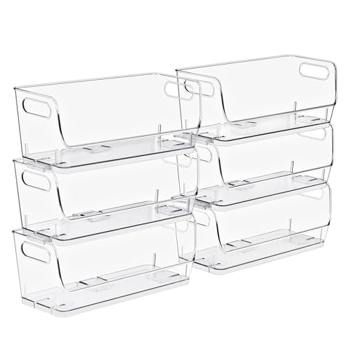 Sorbus Stackable Storage Bins Open Front, Clear Stackable Storage Bins, Pantry Bins for Storage and Organization, Acrylic Stackable Bins for Kitchen, Clear Pantry Organizer Bins (Small Narrow 6 Pack) - size: Small Narrow, style: 6 Pack