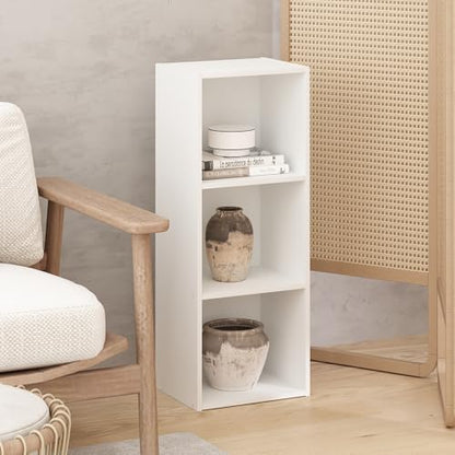 Seto Open Shelf Bookcase, Bookshelf for Living Room, Home Office, 3 Cubes, White - color: White, size: 3-Cube