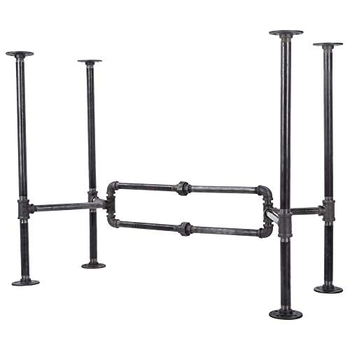 PIPE DECOR Industrial Pipe Desk Leg Set, Modern Home Office Table Writing or Computer Base Kit, Dark Grey Black Rough Pipes, Rustic Vintage Furniture Unfinished Steel Metal Pipe Legs, O-Desk Style - size: O Desk Unfinished 3/4-in and 1/2-in