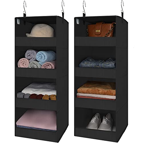 GRANNY SAYS 4-Shelf Hanging Organizer, Closet Hanging Shelves, Closet Hanging Storage Organizers, Organization for Bedroom, Living Room, Baby Nursery, Camper Accessories, Black, 2-Pack - color: 4-shelf Black, size: 2-Pack