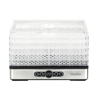 Small Food Dehydrator Dryer - Dehydrator for Healthy Food | Meat, Jerky, Fruit, Vegetable, Mushroom and Herb, 400W, 158°F, Mini Dryer with 5 BPA-Free Drying Racks, White, Model 904