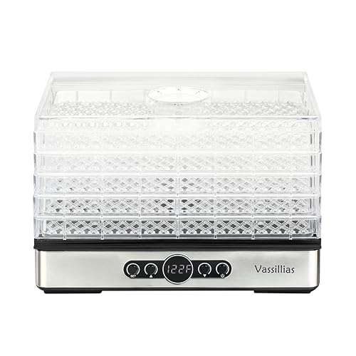 Small Food Dehydrator Dryer - Dehydrator for Healthy Food | Meat, Jerky, Fruit, Vegetable, Mushroom and Herb, 400W, 158°F, Mini Dryer with 5 BPA-Free Drying Racks, White, Model 904