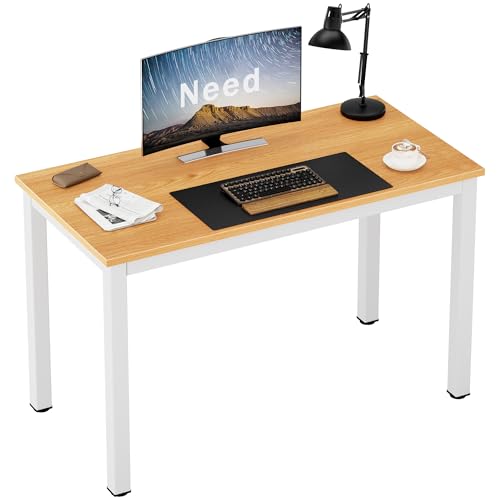 Need Office Computer Desk - 47 Inches Modern Simple Heavy Duty Working Study Table,Modern Simple Style PC Writing Table,Home Office Writing Small Desk Perfect for Training/Card/Meeting Teak&White - color: Teak & White Frame