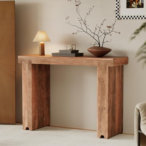 Merax Farmhouse Mango Wood Entryway Table, Minimalist Narrow Console Tables for Hallway, Living Room, Foyer, Easy Assemble, Honey - color: Honey
