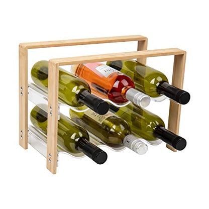 Mind Reader Wine Rack, Kitchen Decor, Countertop Organizer, Apartment Essential, Storage, Acrylic, 14" L x 8" W x 10.5" H, Brown - style: Wine Rack