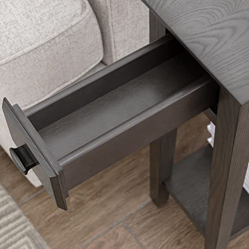 Leick Home 10071-GR One Drawer Chairside/Recliner End Table with Shelf, Smoke Gray - color: Smoke Gray