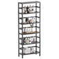 HITNET Bamboo Bookshelf, 6-Tier Tall Open Bookcase with Adjustable Shelves, Floor Standing Storage Shelf Unit for Living Room Bathroom Home Office, Black - color: Black