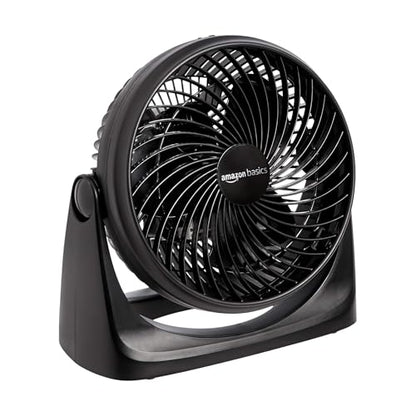 Amazon Basics Air Circulator Desk Fan for Bedroom, Home and Office, 90-Degree Tilt Head, 3 Speed Settings, Cooling, 35 Watts, Black, 11.1"W x 6.3"D x 10.9"H - size: 11.1"W x 6.3"D x 10.9"H