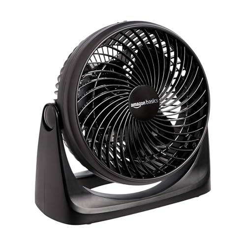Amazon Basics Air Circulator Desk Fan for Bedroom, Home and Office, 90-Degree Tilt Head, 3 Speed Settings, Cooling, 35 Watts, Black, 11.1"W x 6.3"D x 10.9"H - size: 11.1"W x 6.3"D x 10.9"H