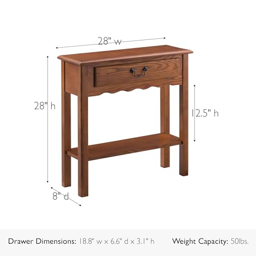 Leick Home Wave Console Table, Solid Wood, with Drawer, for Entryways, Hallways, and Living Rooms, Medium Oak, 9021-MED - color: Medium Oak