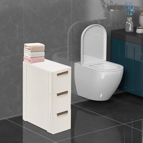 Narrow Storage Deep Cabinet, Space-Saving Mobile Slim Plastic Bathroom Storage Cart, Organizer Cart with Wheels for Office Classroom Bedroom, Easy Assembly & Removable Drawers (3-Tier) - size: 3-Tier