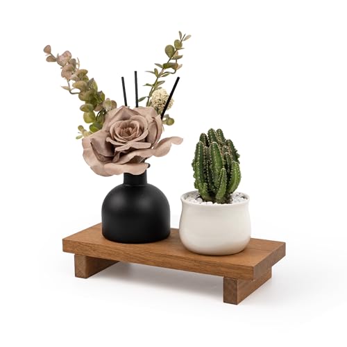 Small Wood Pedestal Stand - Wooden Bathroom Counter Decor - Home Decor Coffee Bar Accessories for Vanity, Counter, Sink