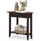 GIANTEX Wedge End Table, Triangle Side Table with Storage Shelf and Solid Wood Legs, Recliner Table, 24.5" Tall Nightstand, Modern Narrow Accent Table for Small Space Living Room, Espresso - color: Espresso