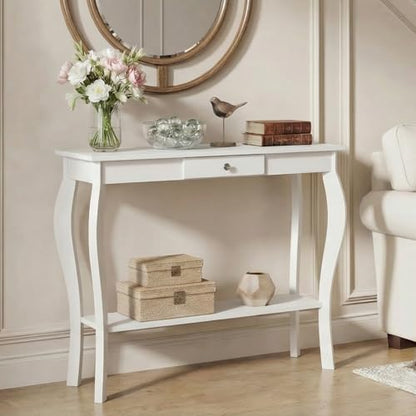 ChooChoo Narrow Console Table with Drawer, Chic Accent Sofa Table, Entryway Table, 39.3 Inch, White - color: White, size: 11.8"D x 39.3"W x 31.4"H