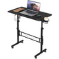Hadulcet Small Standing Desk Adjustable Height, Mobile Stand Up Desk with Wheels, Portable Walking Pad Table Stand, Rolling Laptop Cart for Standing or Sitting, Black - color: Black
