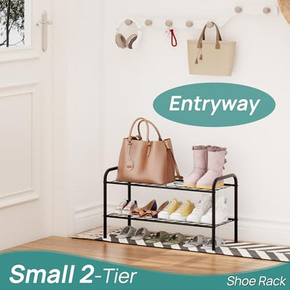 viewcare Shoe Rack for Closet, 2-Tier Small Shoe Rack for Entryway & Garage, Sturdy Metal Construction, Shoe Organizer Holds 4-8 Pairs - size: 2-Tier(M)