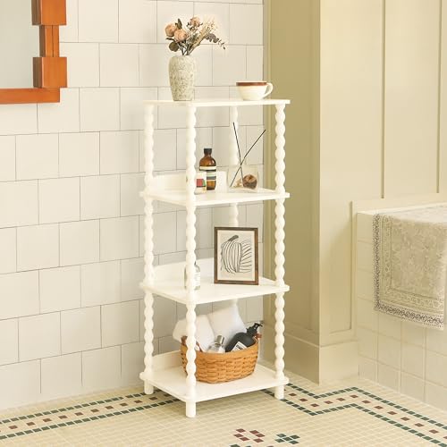Fultyle Bookshelf, 4-Tier Bookcase with Open Shelves, Modern Book Shelf for Small Spaces, Bedroom, Living Room and Office with Solid Wood Legs (White) - color: White