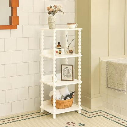 Fultyle Bookshelf, 4-Tier Bookcase with Open Shelves, Modern Book Shelf for Small Spaces, Bedroom, Living Room and Office with Solid Wood Legs (White) - color: White