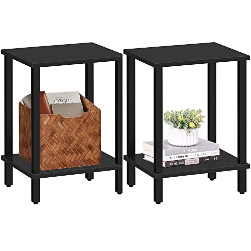 TUTOTAK End Table, Set of 2, Side Table, Nightstand, 2-Tier Storage Shelf, Sofa Table for Small Space, Living Room, Bed Room TB01BK035 - color: Black