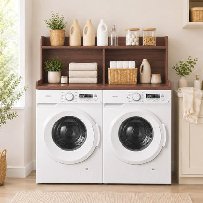 Royxen Laundry Countertop with 20" Shelf Universal Fit, Washer and Dryer Countertop with Storage Space, Laundry Room Storage (Walnut) - color: Walnut Color