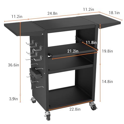 Mobile AV Cart with Pullout Keyboard Tray, Rolling Computer Cart Height Adjustable Rolling Media Utility Cart with 4 Wheels - size: Style8 24x18Wx42H