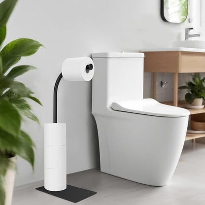 Toilet Paper Holder Stand, Free Standing Toilet Paper Holder | with Weighted Base, for Bathroom Storage Holds Reserve Rolls