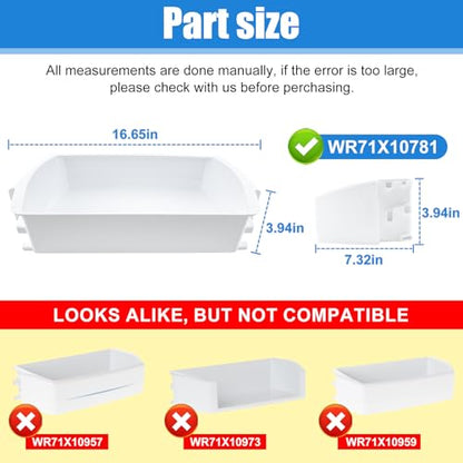 WR71X10781 Door Shelf Bin Compatible with ge, hotpoint Refrigerator: GSE25GGHECBB, GSS23GGKECBB, GSS25CSHKCSS, GSHS6HGDBCSS etc. Adjustable Door Bin Replacement PS2323453, AP4345099, 1478101 etc.