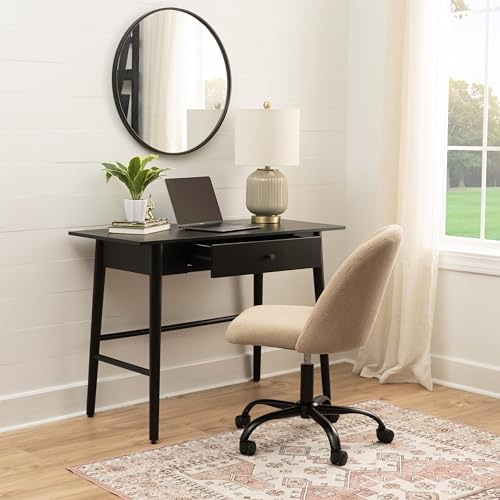 Linon Melissa Black Wooden One Drawer Writing Desk - color: Black