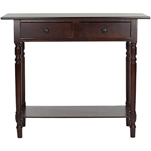 SAFAVIEH Home Collection – Rosemary Dark Cherry Console Table with Drawers & Shelf, Classic Contemporary Storage Console, Turned Leg Design (AMH5705D) - color: Dark Cherry
