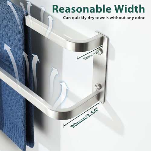 Mooche Towel Racks for Bathroom, Double Towel Bars Brushed | 16.3 Inch, SUS304 Stainless Steel Rustproof, Wall Mount with Screw Included, for Bathroom Laundry Room Hotel - size: 16.3 inch(2 tier-Brushed)