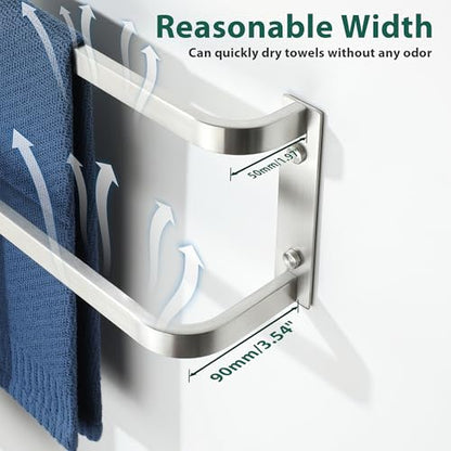 Mooche Towel Racks for Bathroom, Double Towel Bars Brushed | 16.3 Inch, SUS304 Stainless Steel Rustproof, Wall Mount with Screw Included, for Bathroom Laundry Room Hotel - size: 16.3 inch(2 tier-Brushed)