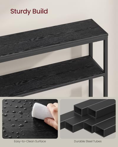 VASAGLE Console Table, 2-Tier Narrow Sofa Table with 2 Shelves, 7.9 x 39.4 x 31.5 Inches, for Living Room, Hallway, Entryway, Charcoal Gray and Ink Black ULNT131B22V1 - color: Charcoal Gray + Ink Black, size: 39.4"W - Without Power Outlet