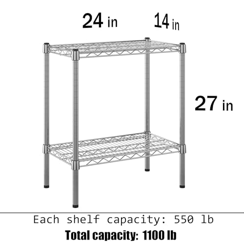 14" Deep x 24" Wide x 27" Height Wire Shelving Kit | 2-Tier |NSF Commercial Storage Rack Unit - size: 14" Deep x 24" Wide