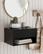 Floating Nightstand, Small Modern Floating Nightstand with Drawer, Floating Shelves for Bedroom, Bathroom (Black) - color: Black