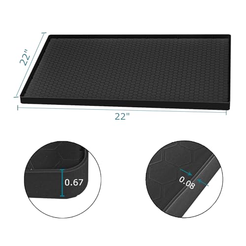 Under Sink Mat 22 x 22, Silicone Under Sink Liner for Kitchen Waterproof Bathroom Cabinet Mat, Black - color: Black, size: 22"W x 22"L