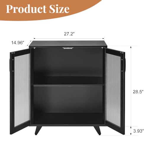 Panana Kitchen Buffet Server Table Accent Sideboard Cupboard Server Buffet Console Table with Doors Cabinet(27inch, Black) - color: Black, size: 27inch