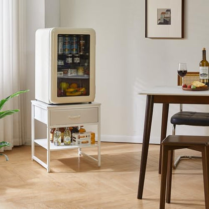 Aibiju Living Room Large Side Table, End Table with Drawers, Refrigerator Stand Printer Table with Adjustable Shelves, Office Square Coffee Table White YD-TM156W - color: White, style: With Drawers