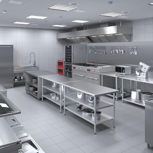 Stainless Steel Work Table with Double Undershelf – Heavy-Duty Commercial Prep Table for Restaurant, Bakery, Kitchen – NSF Certified (30 x 60) - size: 30 x 60