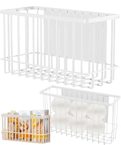 Magnetic Shelf Fridge Basket Bin for Whiteboard Washer Dryer Locker Cabinet | No Drilling Or Tools Needed, Reusable Magnet Organizer Classroom Office Home Kitchen Laundry Storage Rack Container Holder - style: (1-Pack) White/L