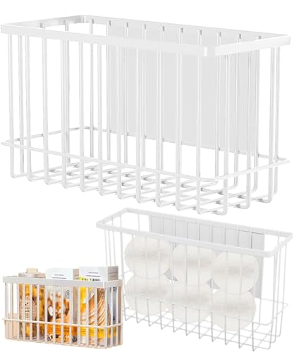 Magnetic Shelf Fridge Basket Bin for Whiteboard Washer Dryer Locker Cabinet | No Drilling Or Tools Needed, Reusable Magnet Organizer Classroom Office Home Kitchen Laundry Storage Rack Container Holder - style: (1-Pack) White/L