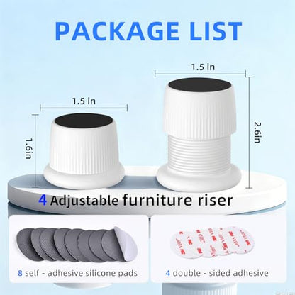 Microwave Risers - Adjustable Height (1.6in-2.6in) Microwave Oven Feet, 4-Pack Non-Slip Microwave Cooling Stand for Small Appliances (Microwave, Air Fryer) & Furniture (Sofa, Table) White - color: White
