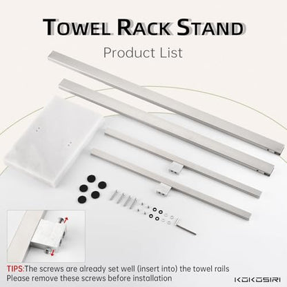 KOKOSIRI Bathroom Towel Racks 2-Tier Standing Towel Bars with Marble Base, Stainless Steel Freestanding Towels Holder, Thicken Steady Design, Brushed Nickel THS0003-BR - color: Brushed Nickel