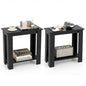 Giantex Narrow End Table Set of 2, 2-Tier Side Table with Open Storage Shelf, Retro Wood Sofa Table Bedside Tables for Small Spaces, Slim Nightstand for Living Room, Bedroom, Easy Assembly, Black - color: Black