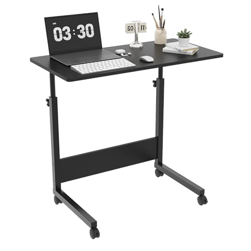 FCH Portable Computer Workstation, Standing Desk Adjustable Height, Small Computer Desk w/Rolling, Sit Stand Laptop Desk TV Tray for Bed Sofa Hospital Reading Eating,Black, 31.5" - color: Black, size: 31.5+Baffle Plate