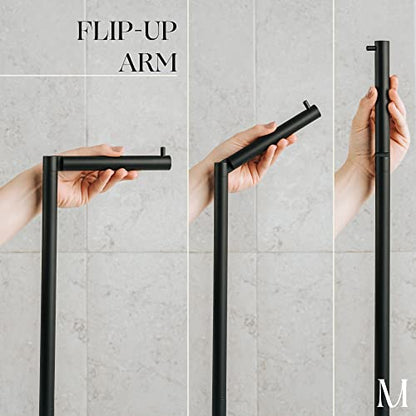 Marmolux Acc - Free Standing Toilet Paper Holder Stand 1pc - Bathroom Storage for 4 Rolls of Toilet Tissue Modern Stainless Steel Matte Black - Toilet Roll Stand - color: Matte Black